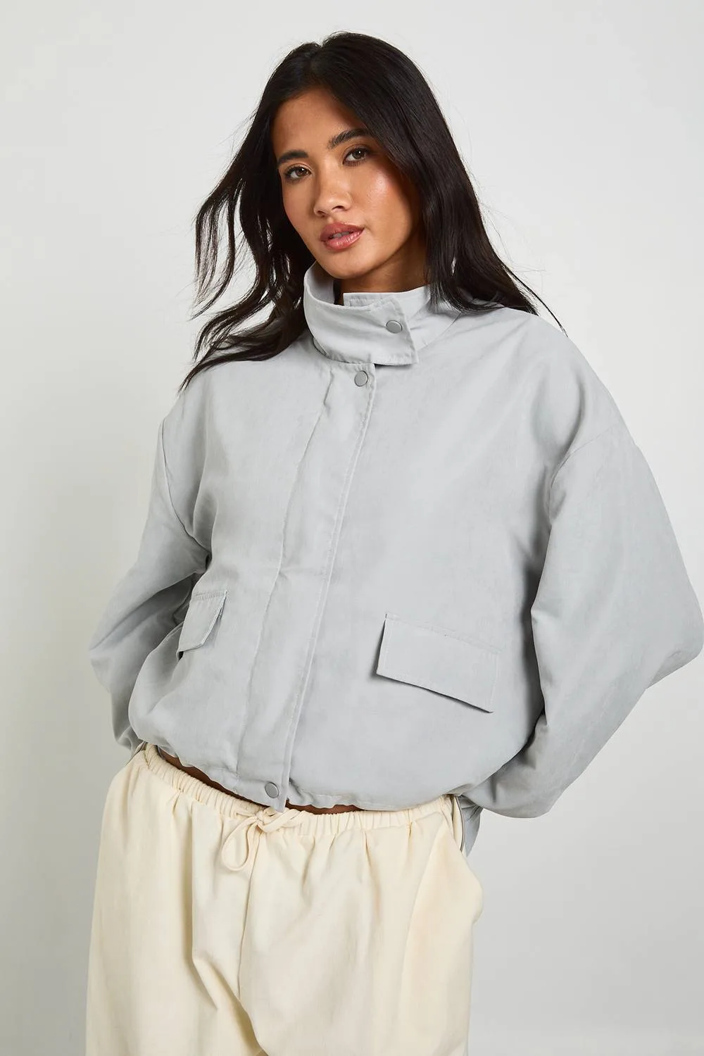 Peached Funnel Neck Zip Through Jacket by boohoo
