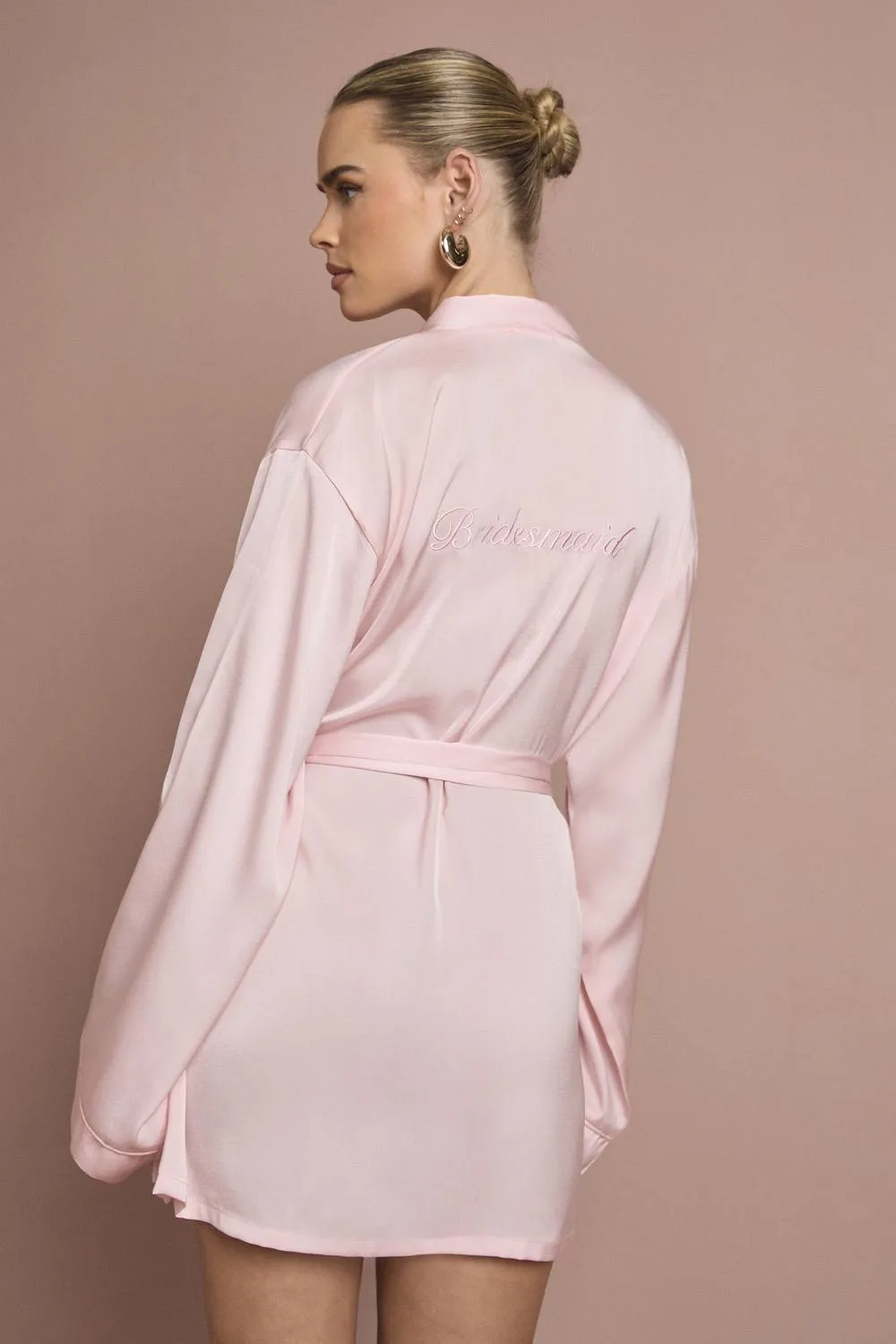 Bridal Bridesmaid Satin Embroidered Short Robe by boohoo