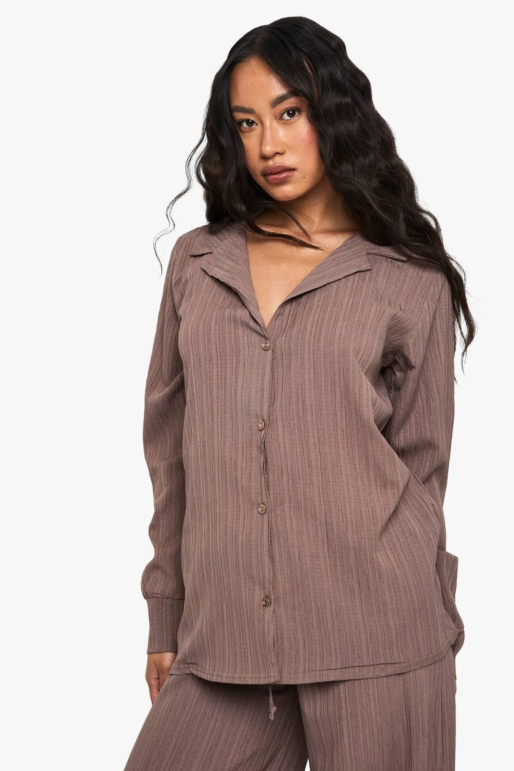 Crinkle Oversized Shirt by boohoo