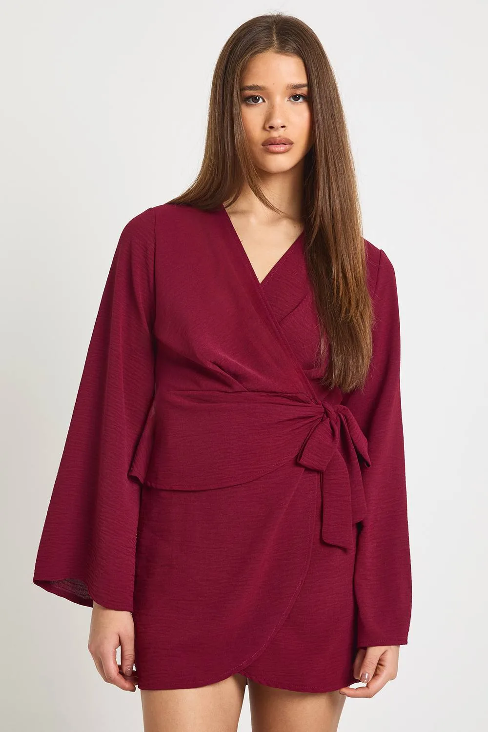 Hammered Wrap Front Mini Dress by boohoo