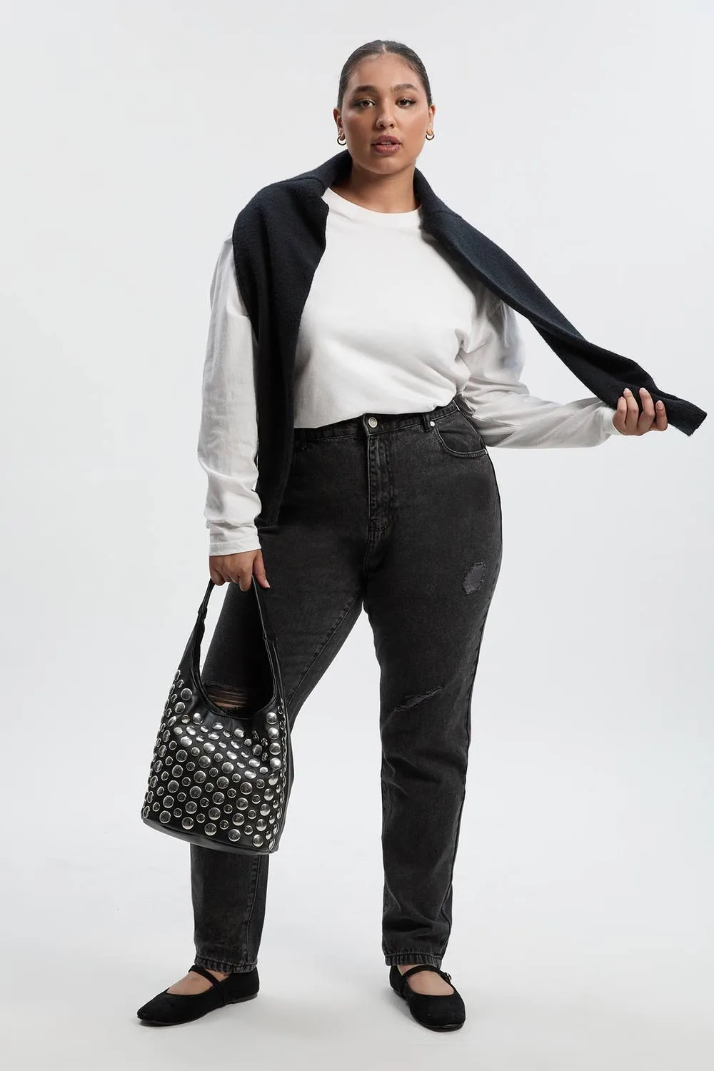 Basics High Waisted Ripped Mom Jeans by boohoo