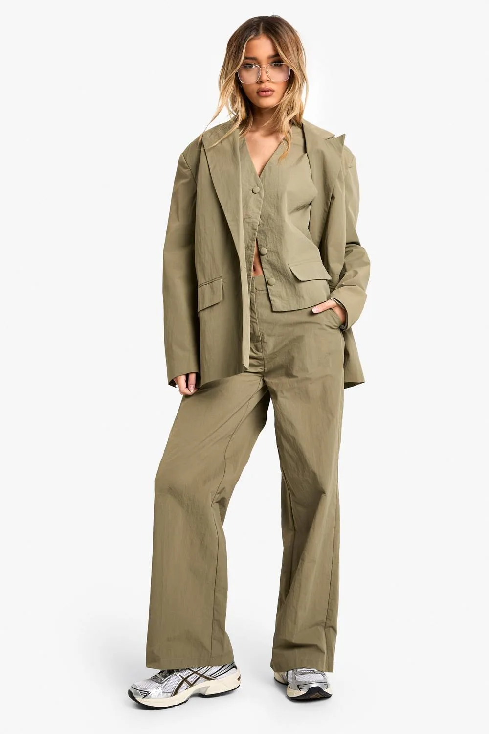 Tailored Nylon Straight Leg Trouser by boohoo