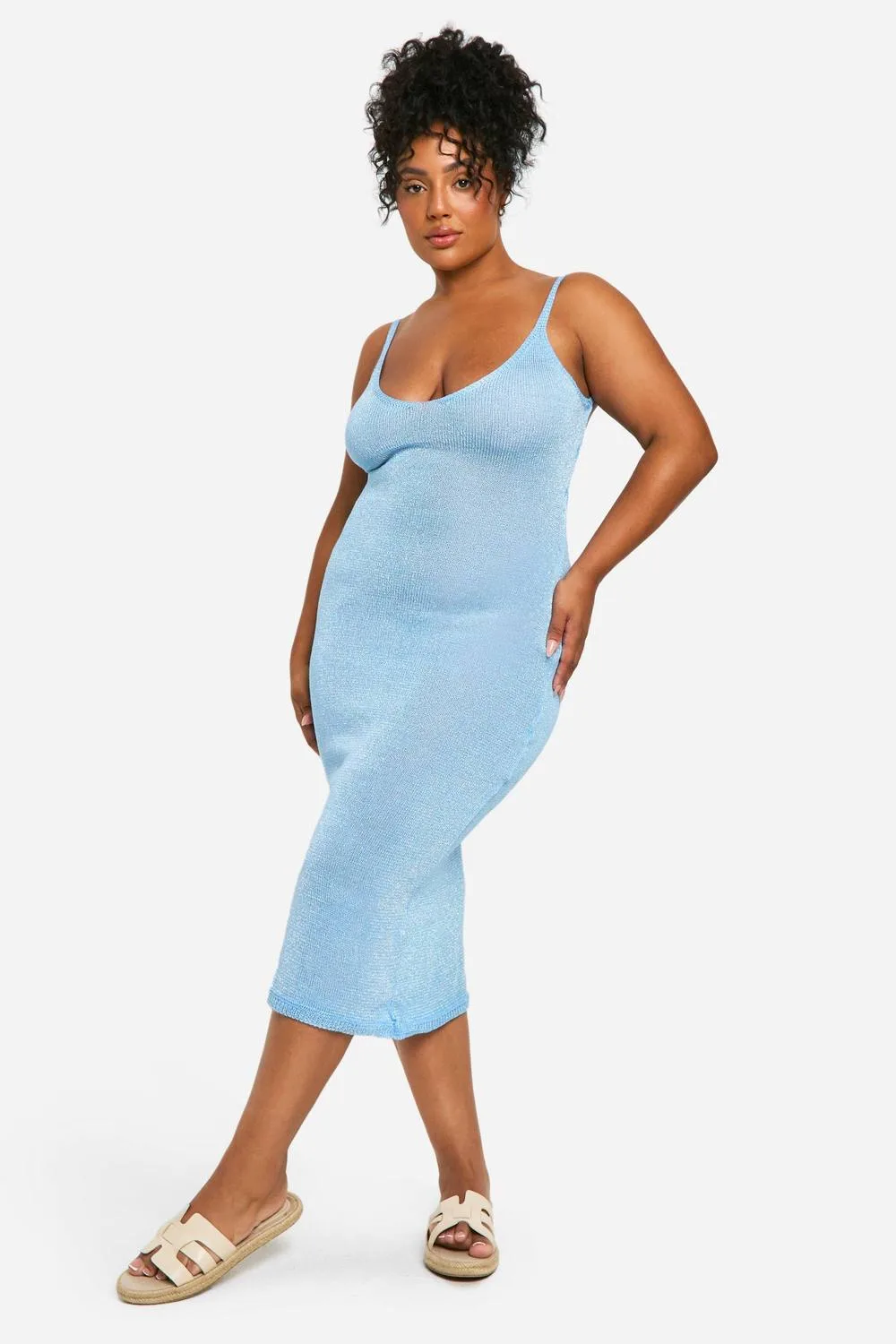 Glitter Knitted Backless Midaxi Dress by boohoo
