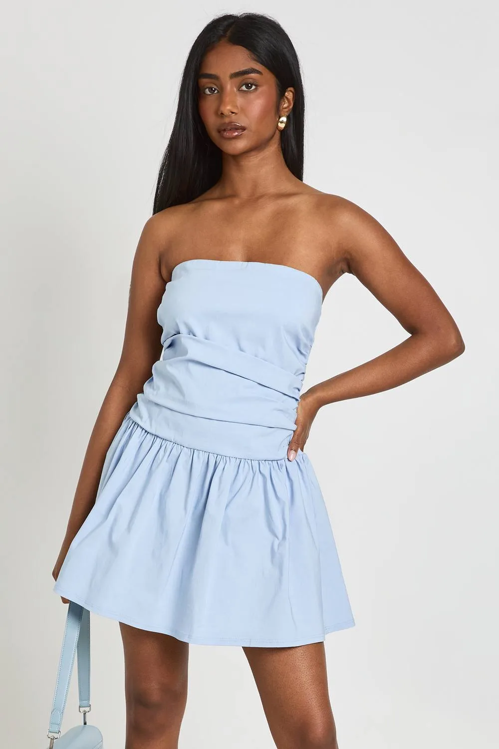 Bengaline Bandeau Ruched Skater Dress