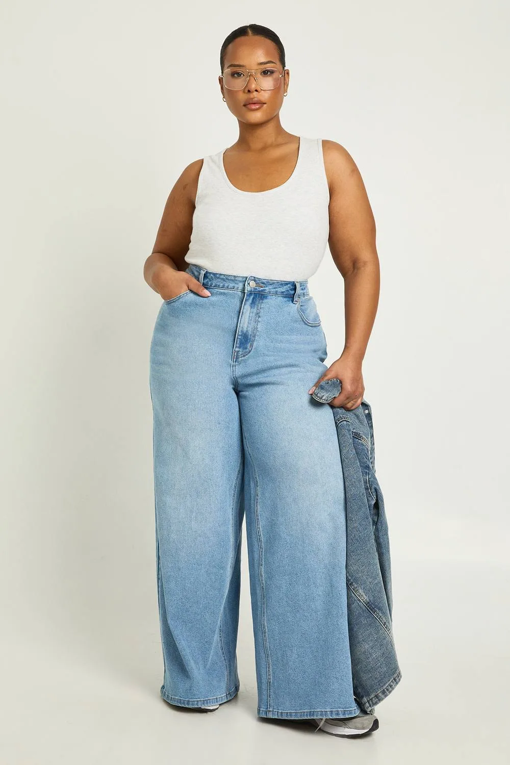 The Plus Mid Waist Wide Leg Jean