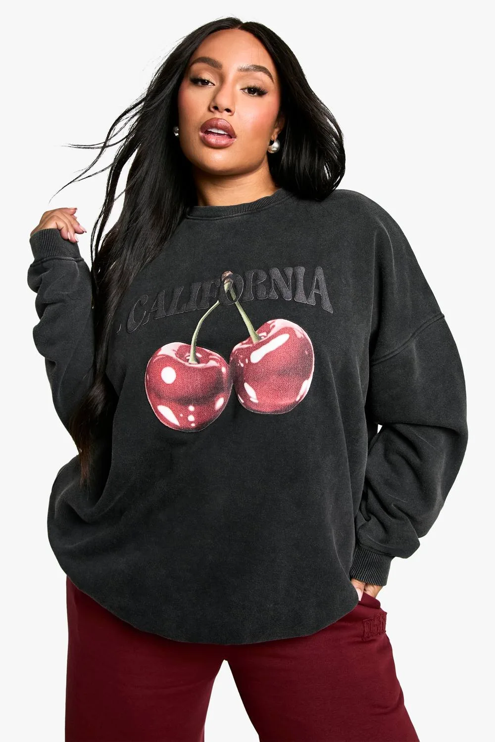 California Cherry Oversized Sweatshirt by boohoo
