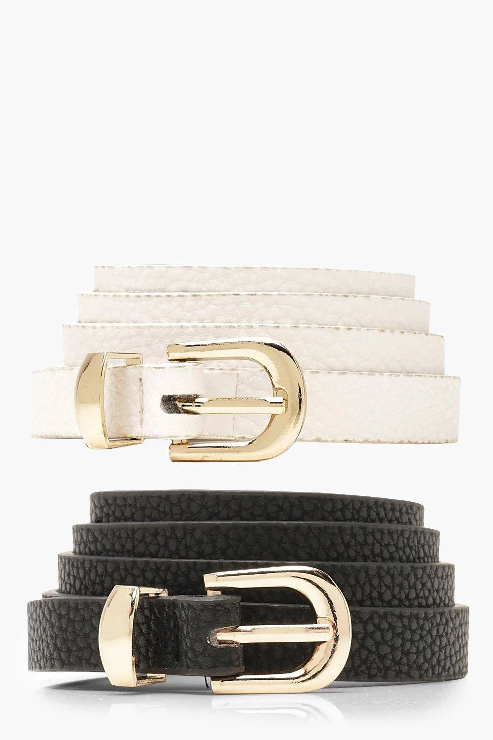 2 Pack Basic Skinny Belt by boohoo
