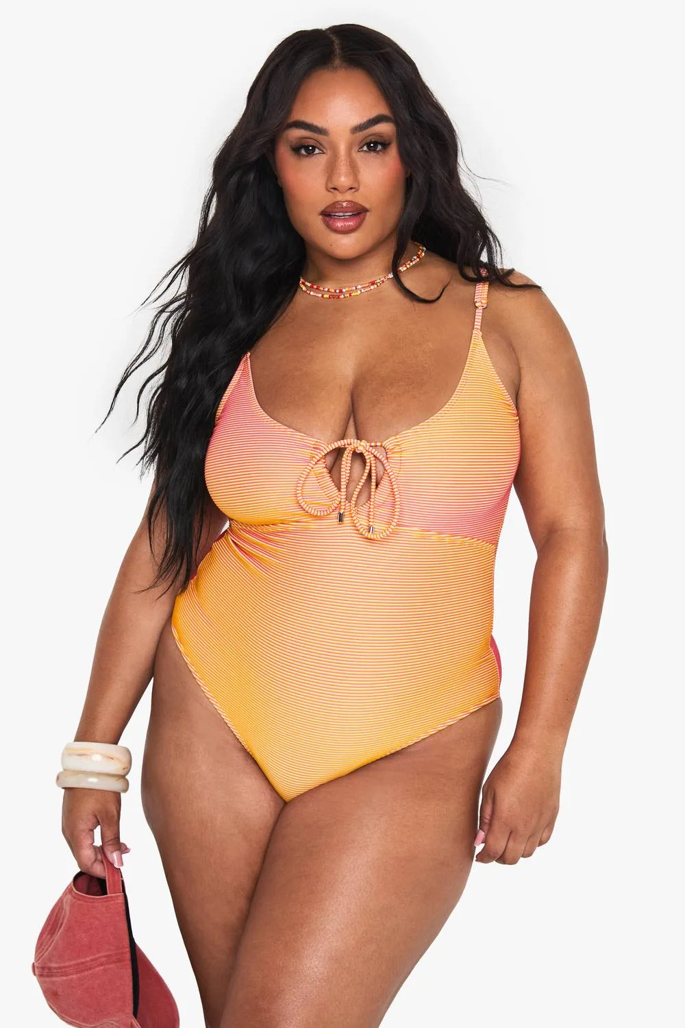 Textured Stripe Cutout Swimsuit by boohoo