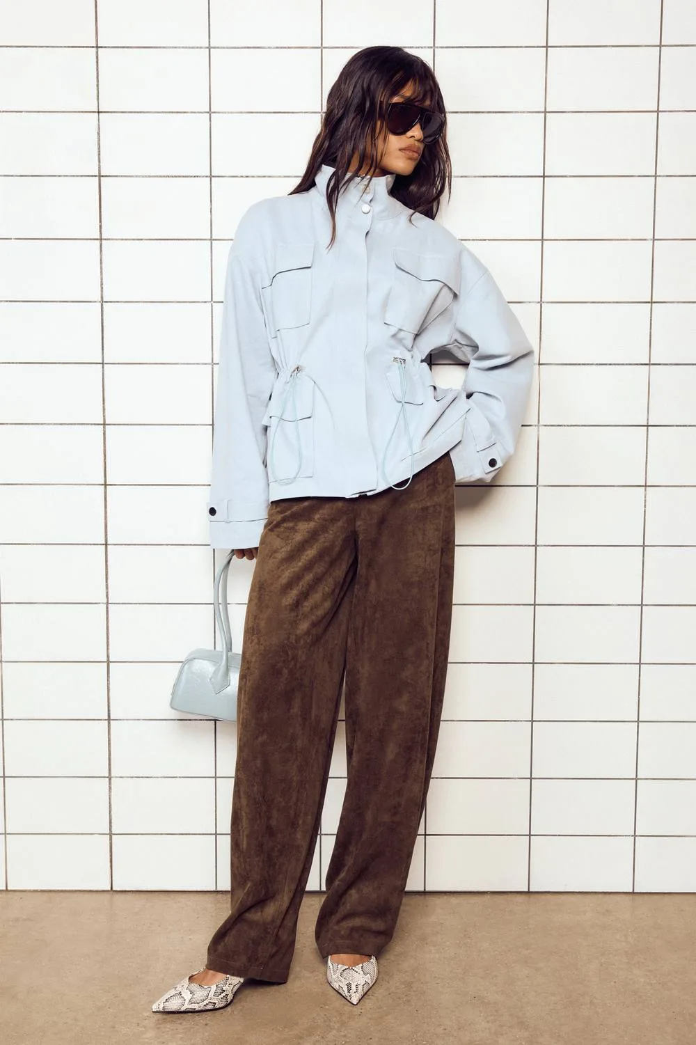 Faux Suede Wide Leg Trouser by boohoo