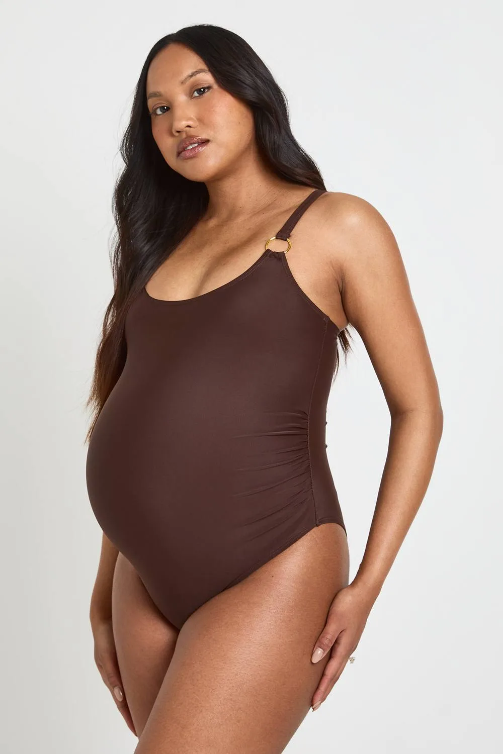 Maternity Trim Detail Scoop Neck Swimsuit