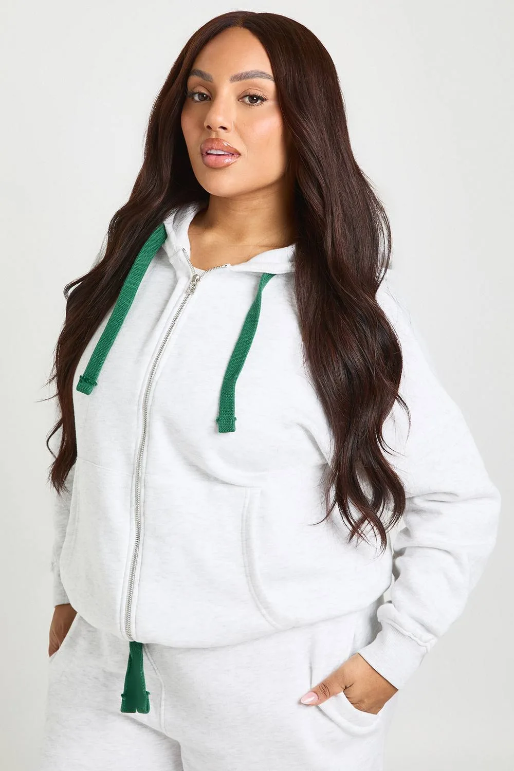 Contrast Drawcord Oversized Zip Up Hoodie by boohoo