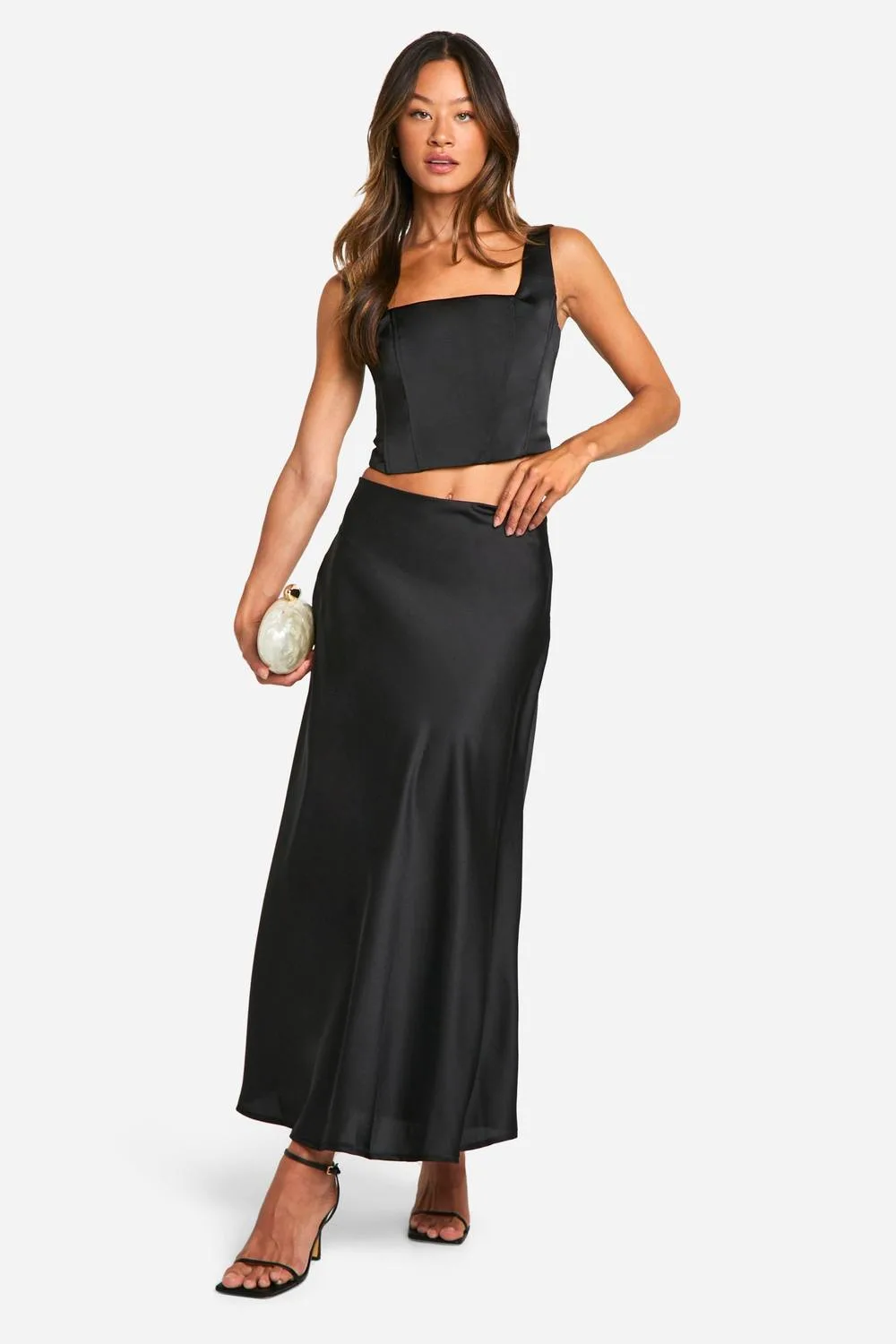 Satin Slip Midaxi Skirt by boohoo