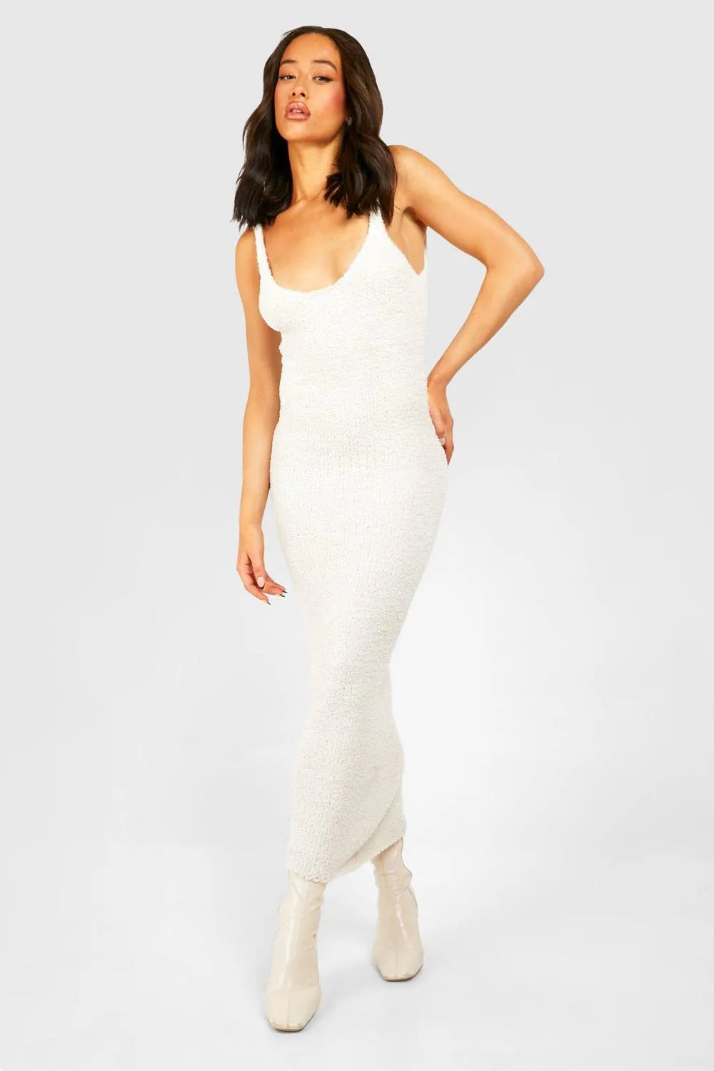 Teddy Soft Knit Scoop Midaxi Dress by boohoo