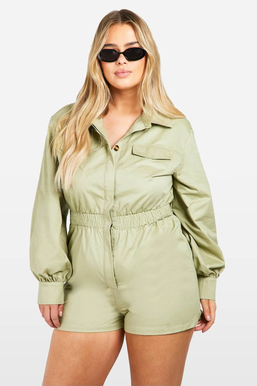 Utility Long Sleeved Playsuit by boohoo