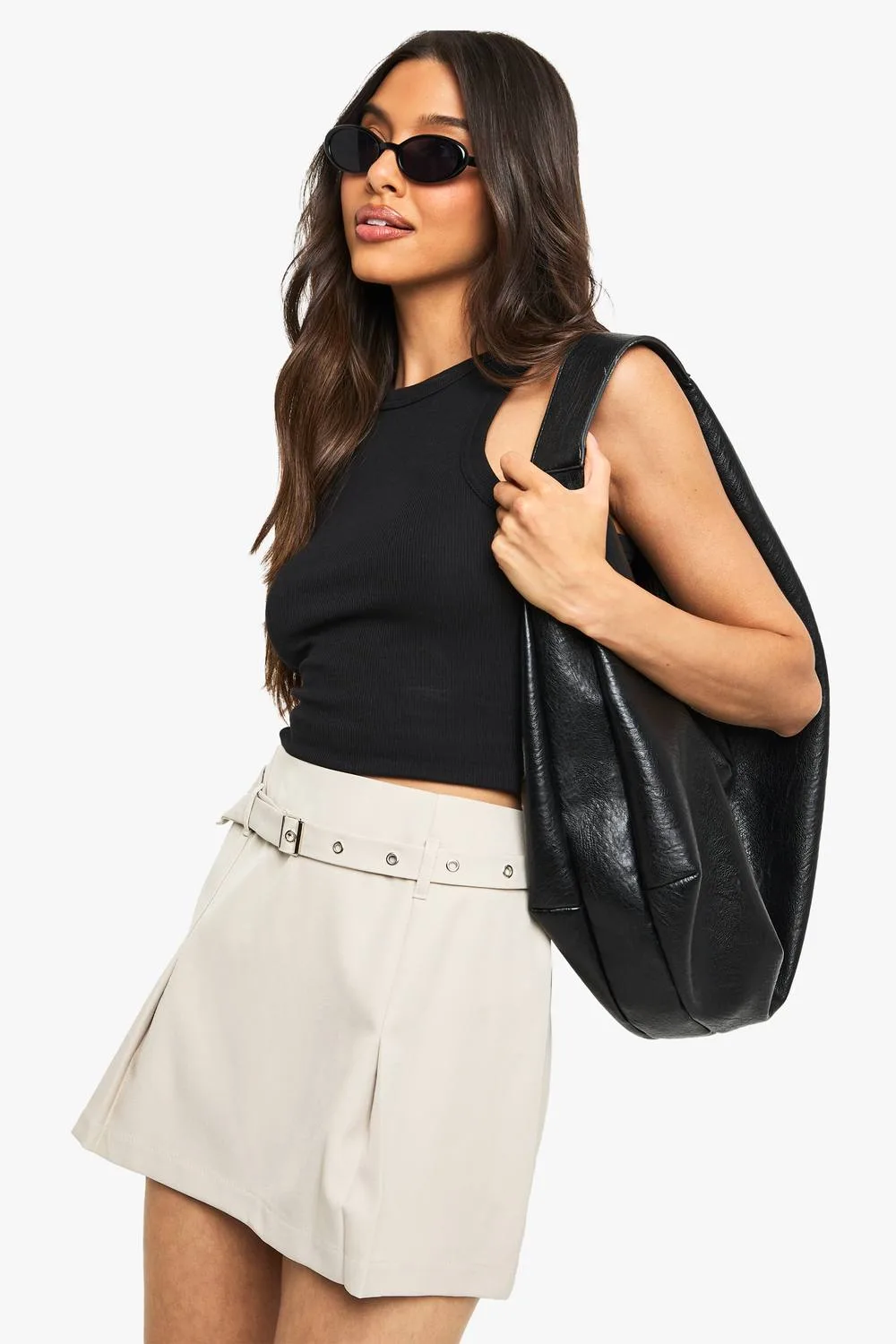 Tailored Belted Mini Skirt by boohoo