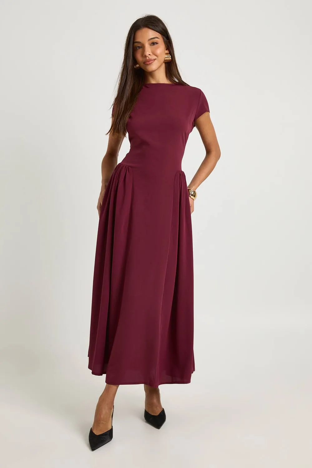 Textured Volume Skirt Midaxi Dress by boohoo