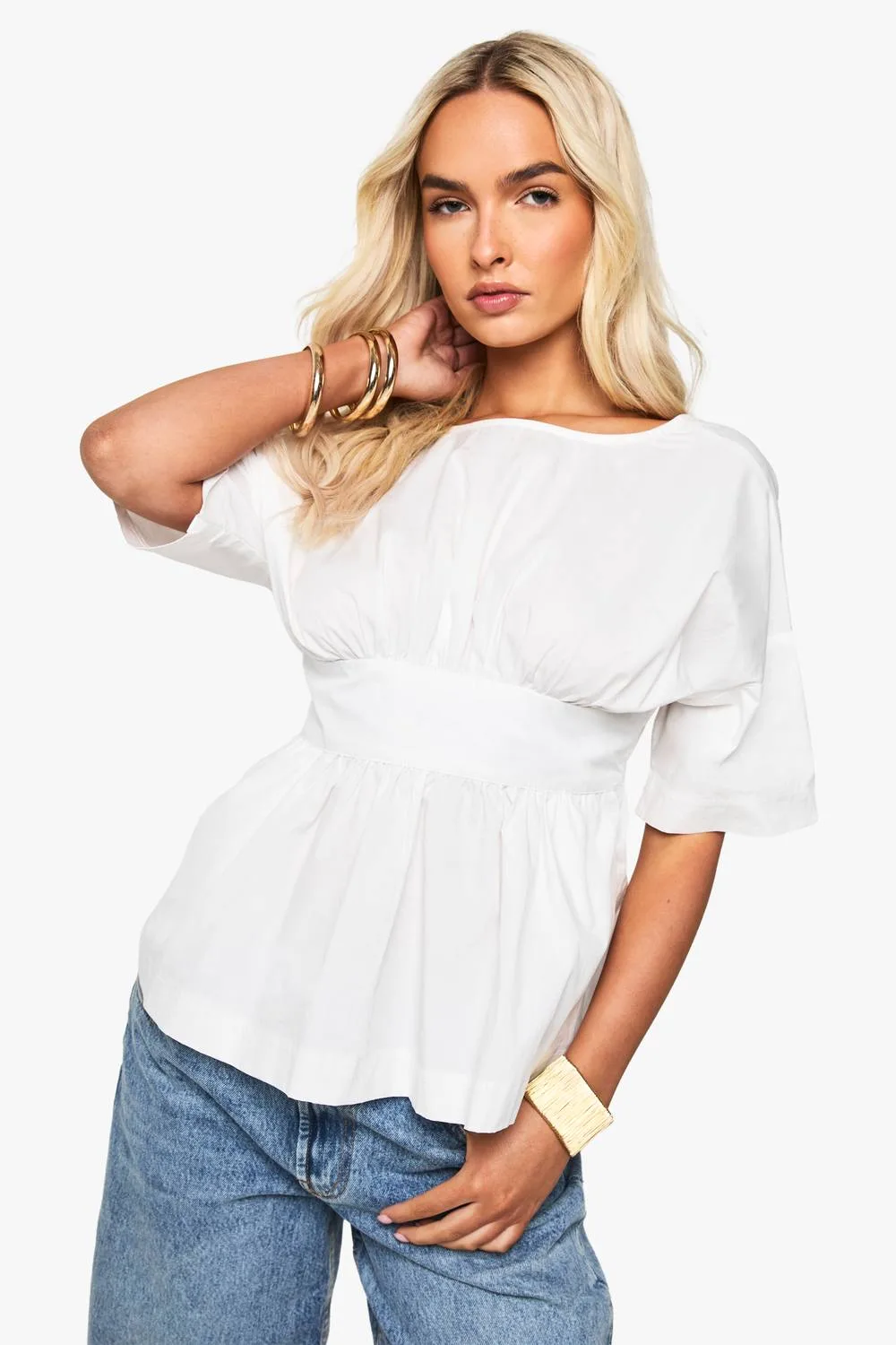 Poplin Tie Back Smock Top by boohoo