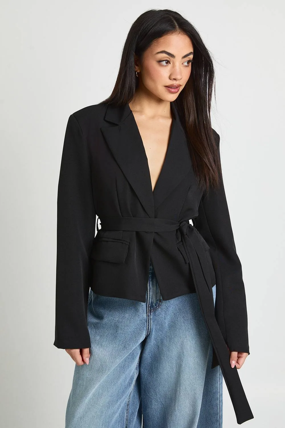 Tie Waist Boxy Blazer