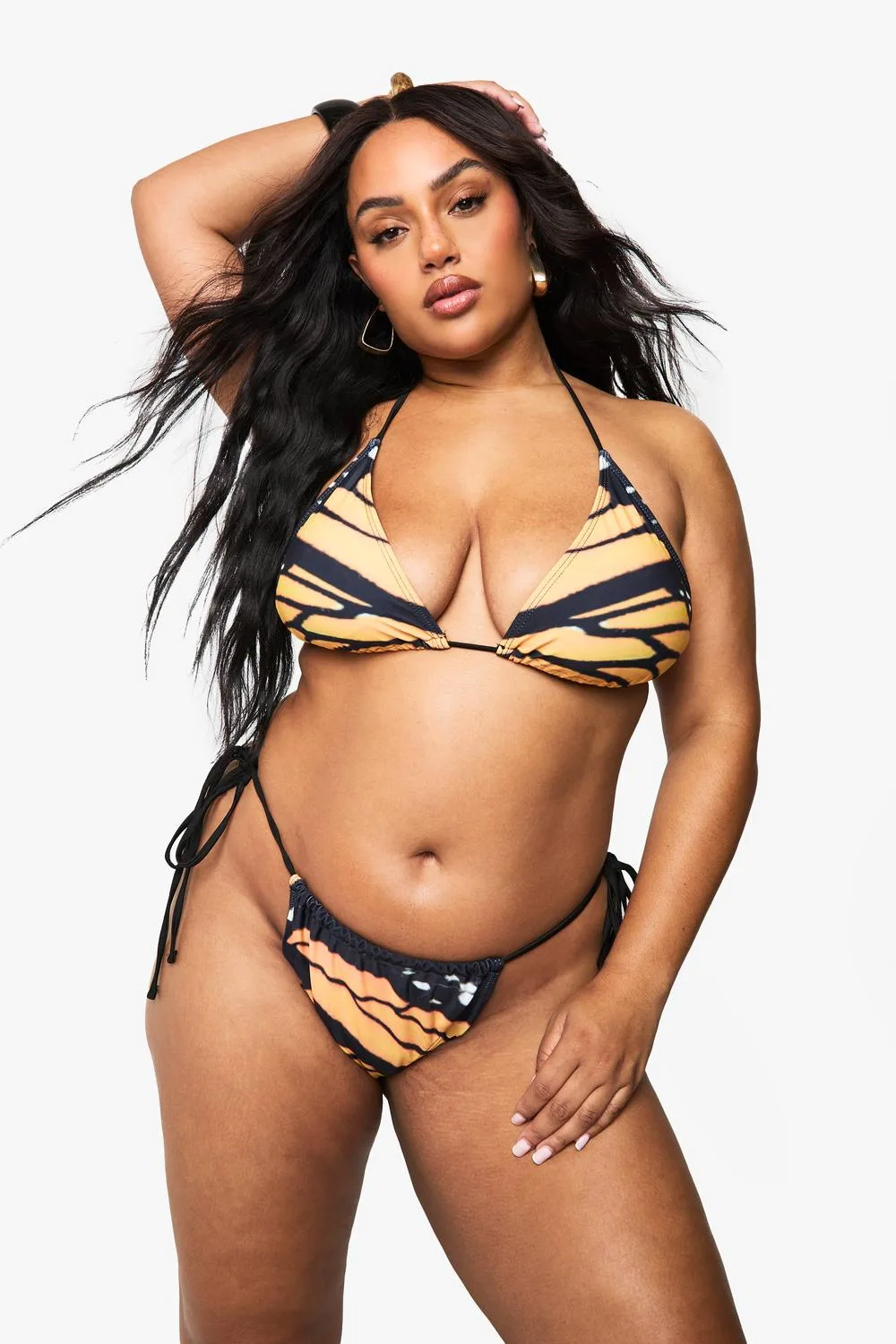 Butterfly Oversized Print Triangle Bikini by boohoo