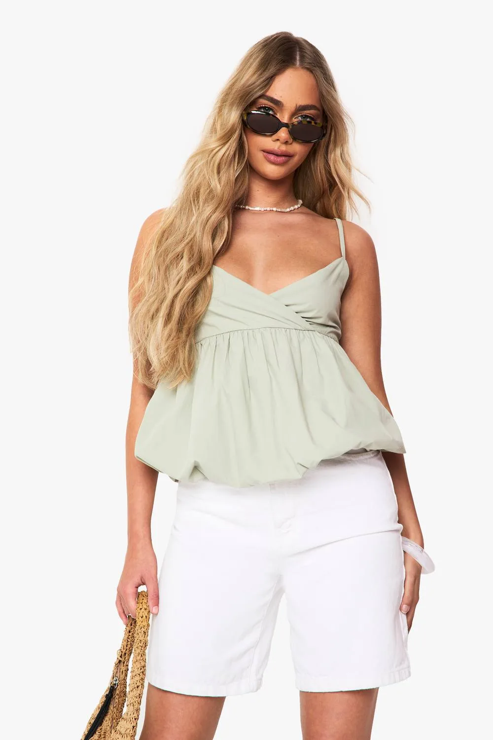Puffball Poplin Cami Top by boohoo