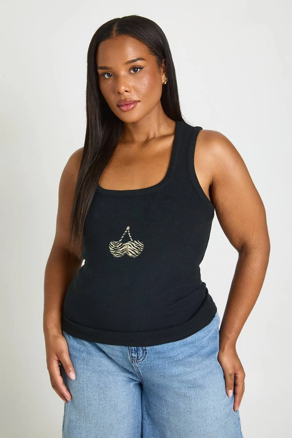 Zebra Cherry Printed Tank Top by boohoo
