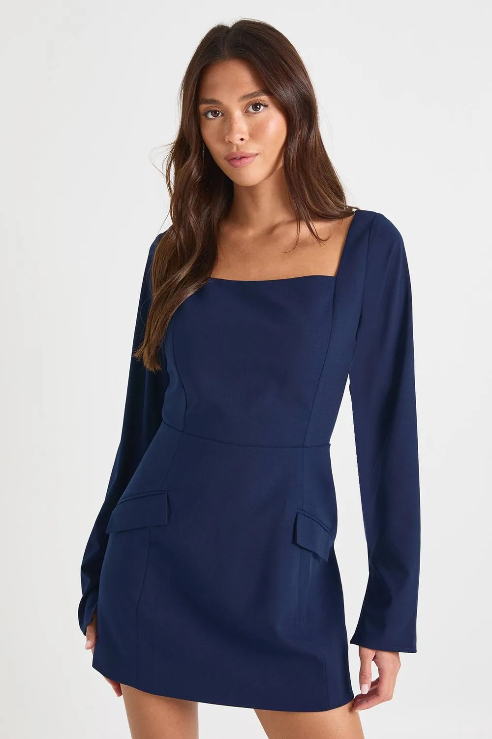 Tailored Square Neck Shift Dress by boohoo