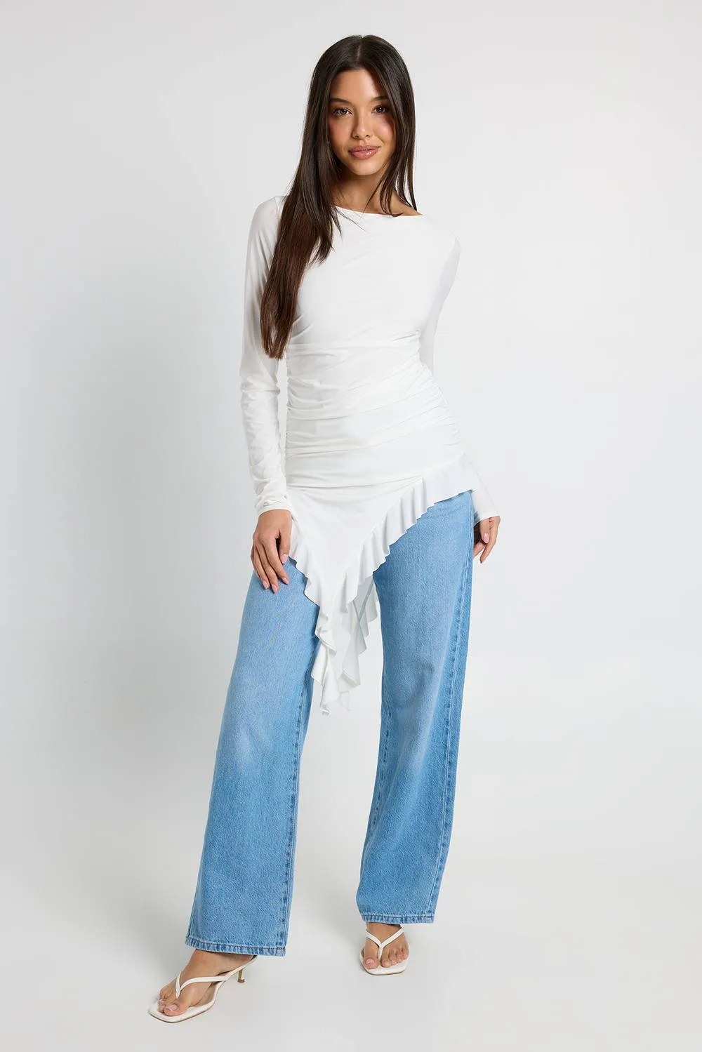 Soft Touch Long Sleeve Frilly Hem Top