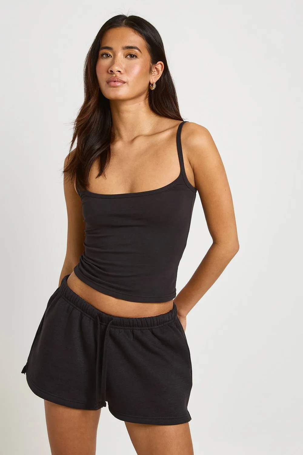 Strappy Cami Vest Top & Sweat Short Set by boohoo