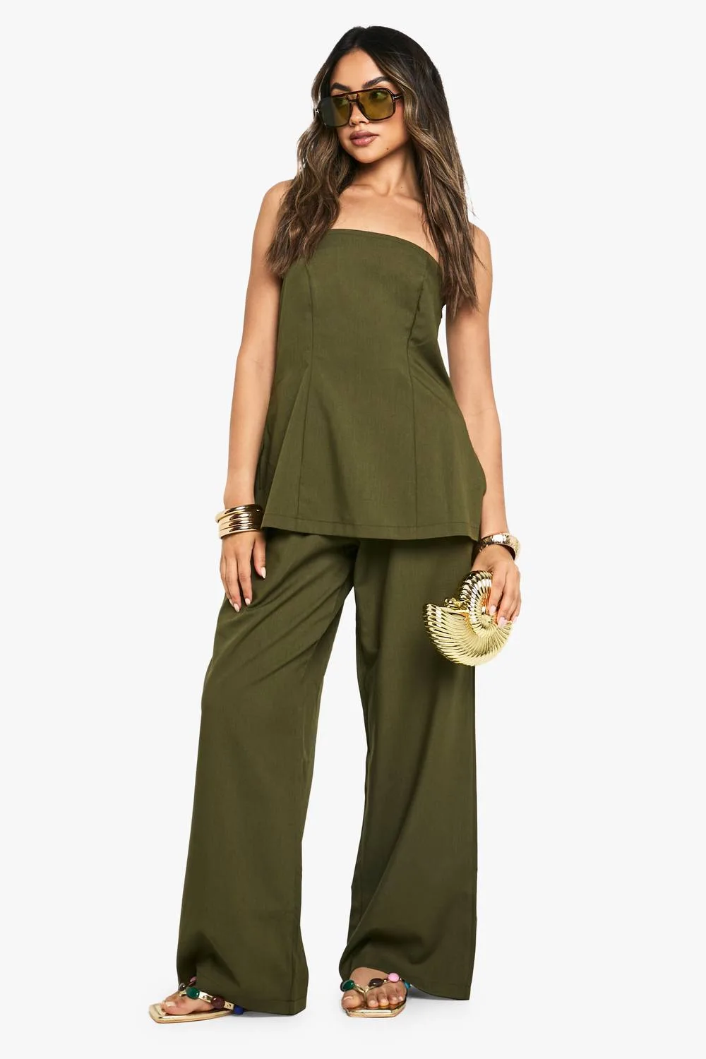 Woven Elasticated Waist Wide Leg Trousers by boohoo