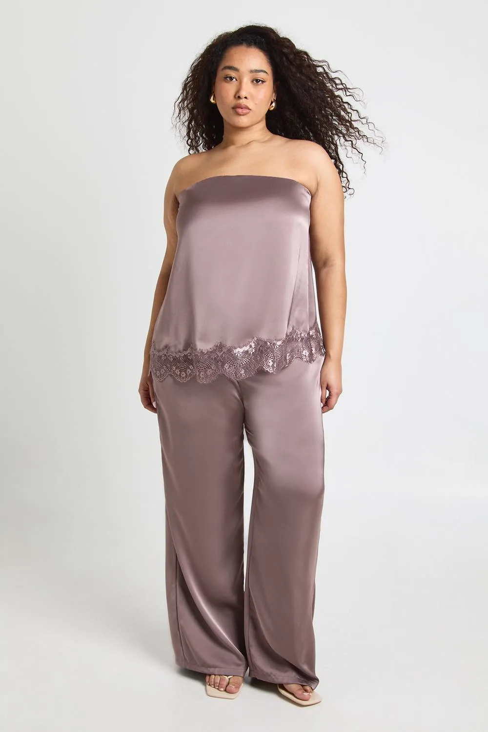 Satin Wide Leg Trousers by boohoo