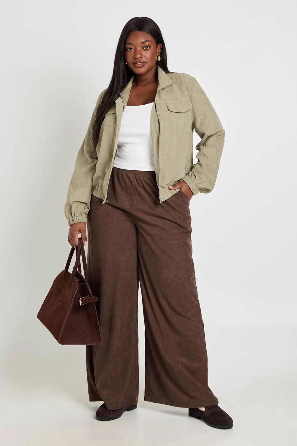 Cord Wide Leg Trouser by boohoo