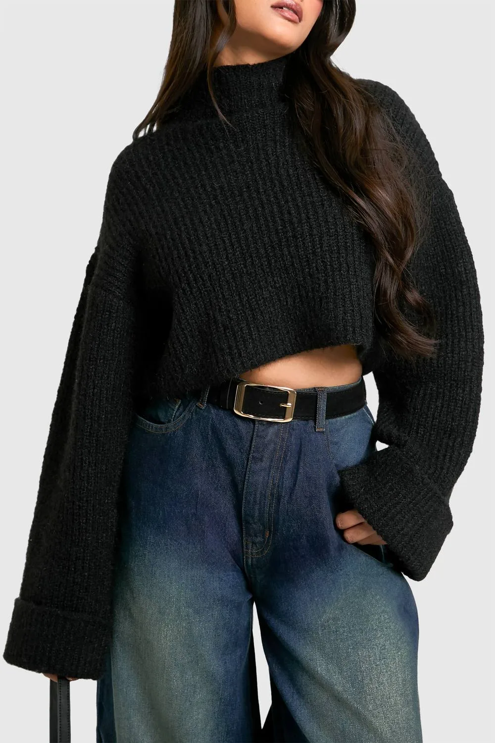 Faux Suede Chunky Gold Buckle Boyfriend Belt by boohoo