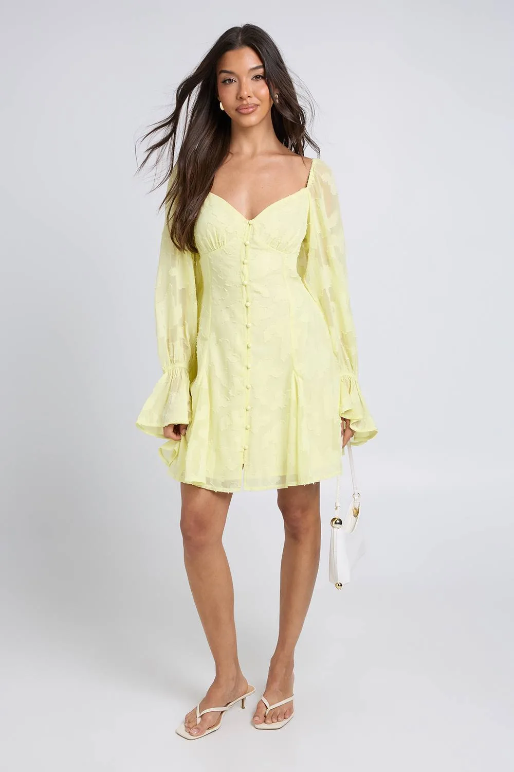 Burnout Floral Godet Hem Mini Dress