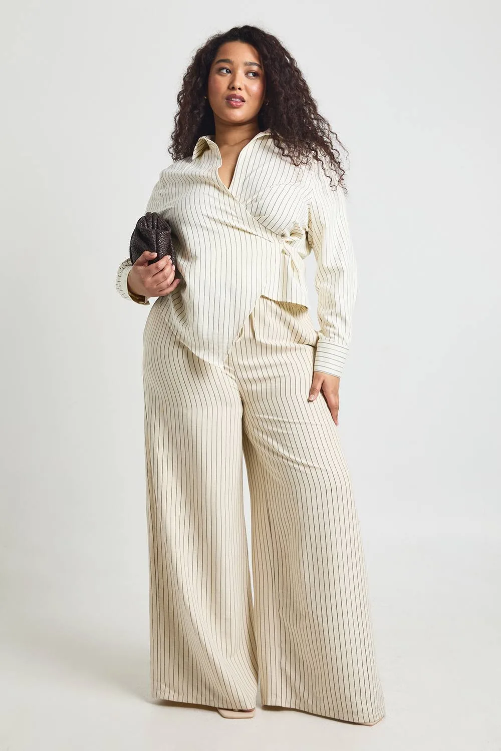 Peach Stripe Wide Leg Trouser - Stone by boohoo