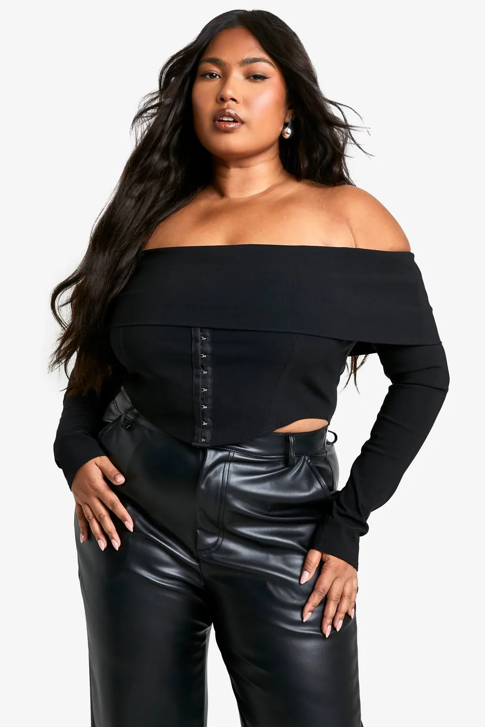 Bengaline Off-Shoulder Hook & Eye Top by boohoo