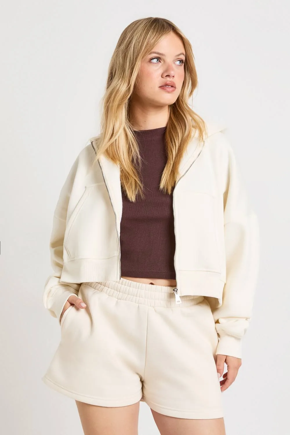 High Waist Sweatshort with Internal Drawcord