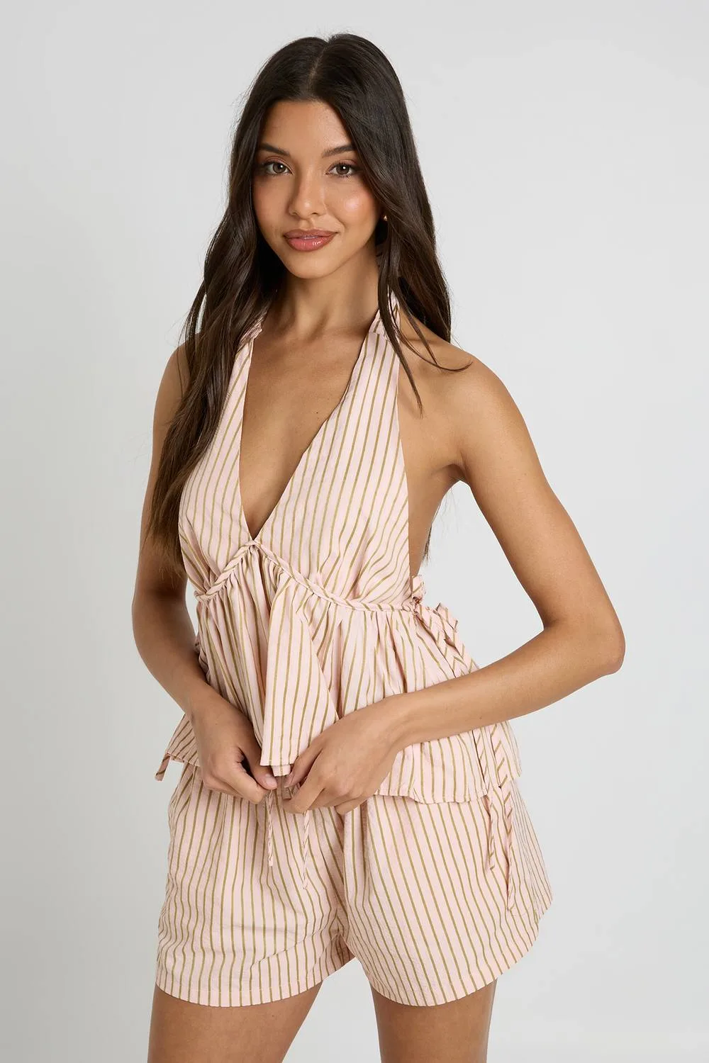 Single Channel Textured Stripe Shorts by boohoo