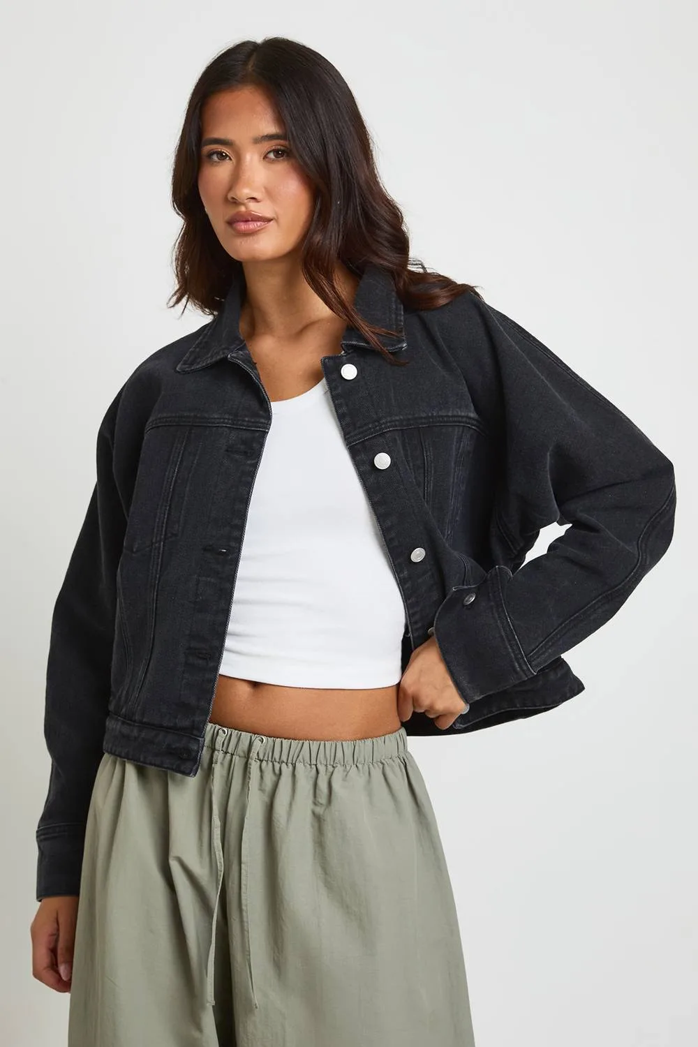 Barrel Sleeve Denim Jacket by boohoo