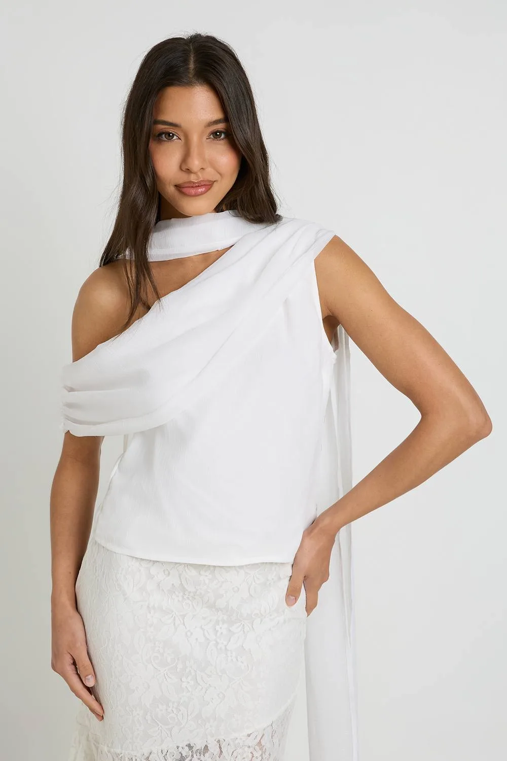 Chiffon Asymmetric Multiwear Wrap Top by boohoo