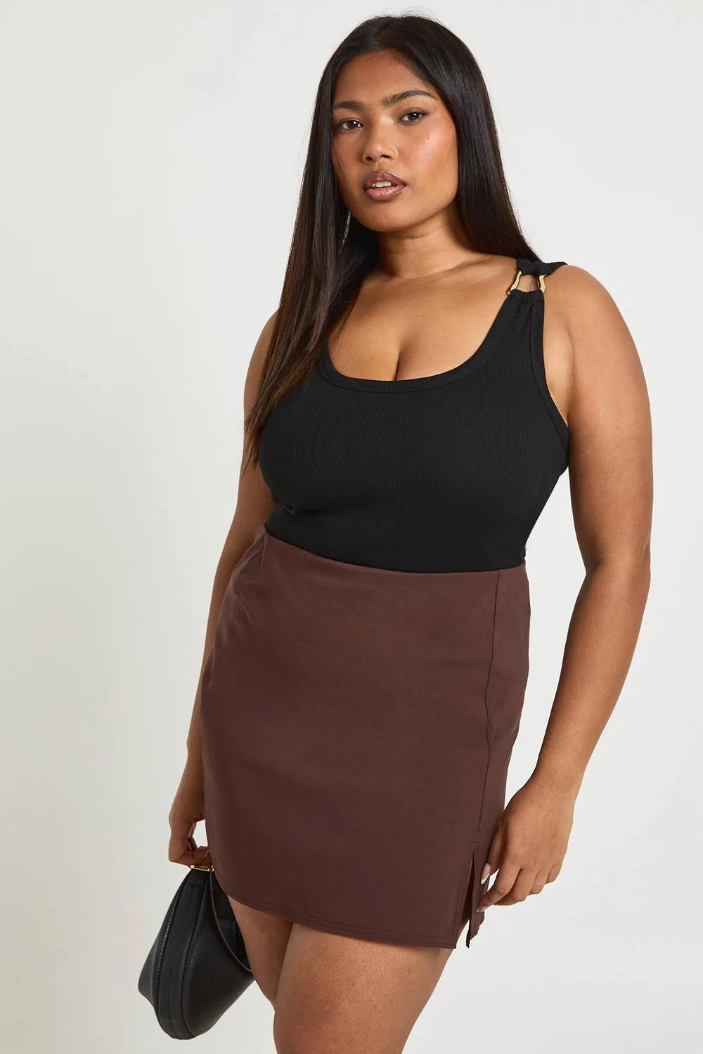 Bengaline Split Aline Skirt by boohoo