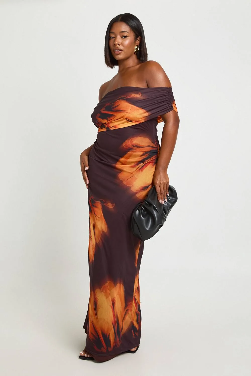 Asymmetric Floral Mesh Maxi Dress by boohoo