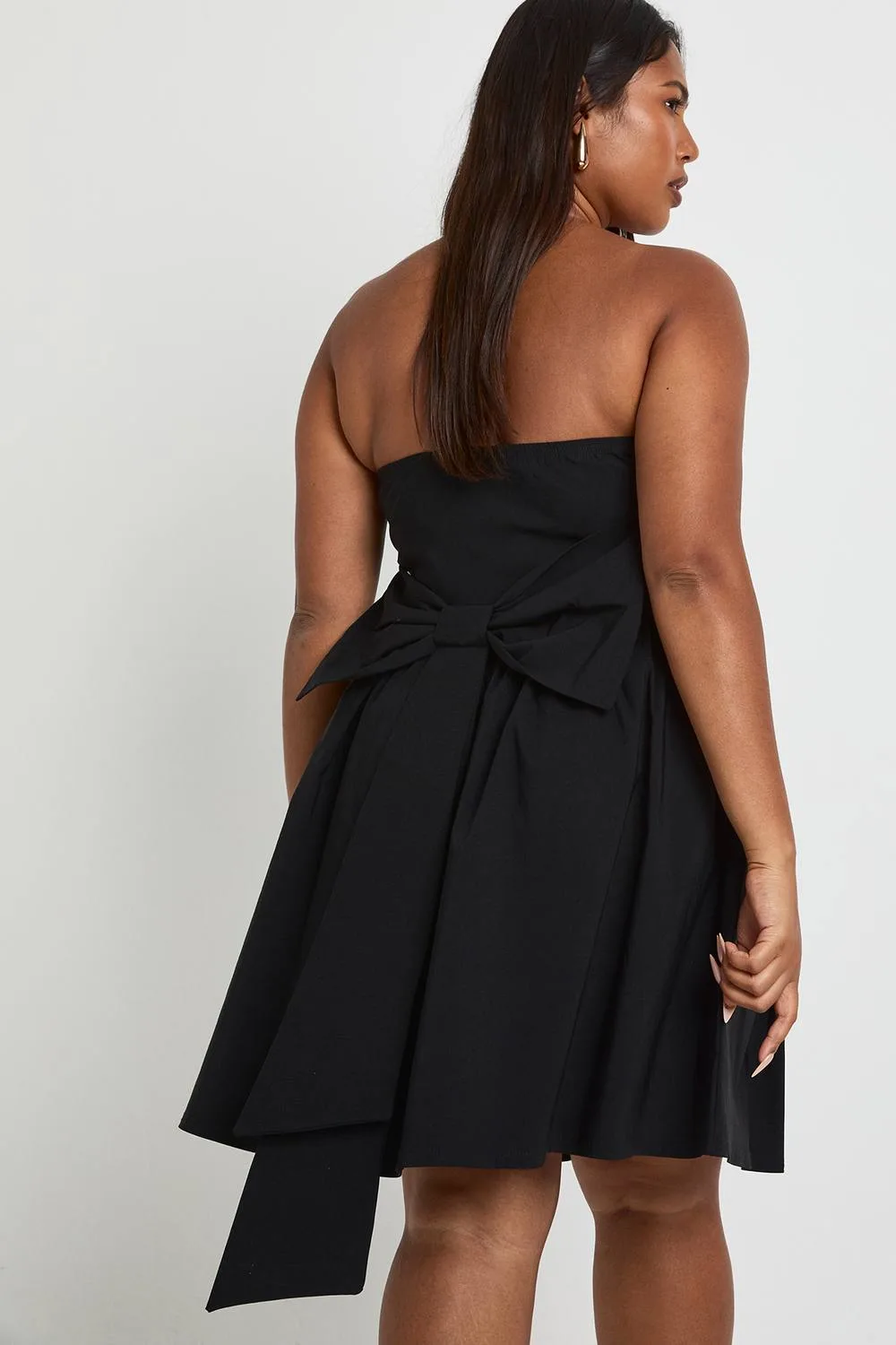 Bandeau Bow Back Skater Dress by boohoo