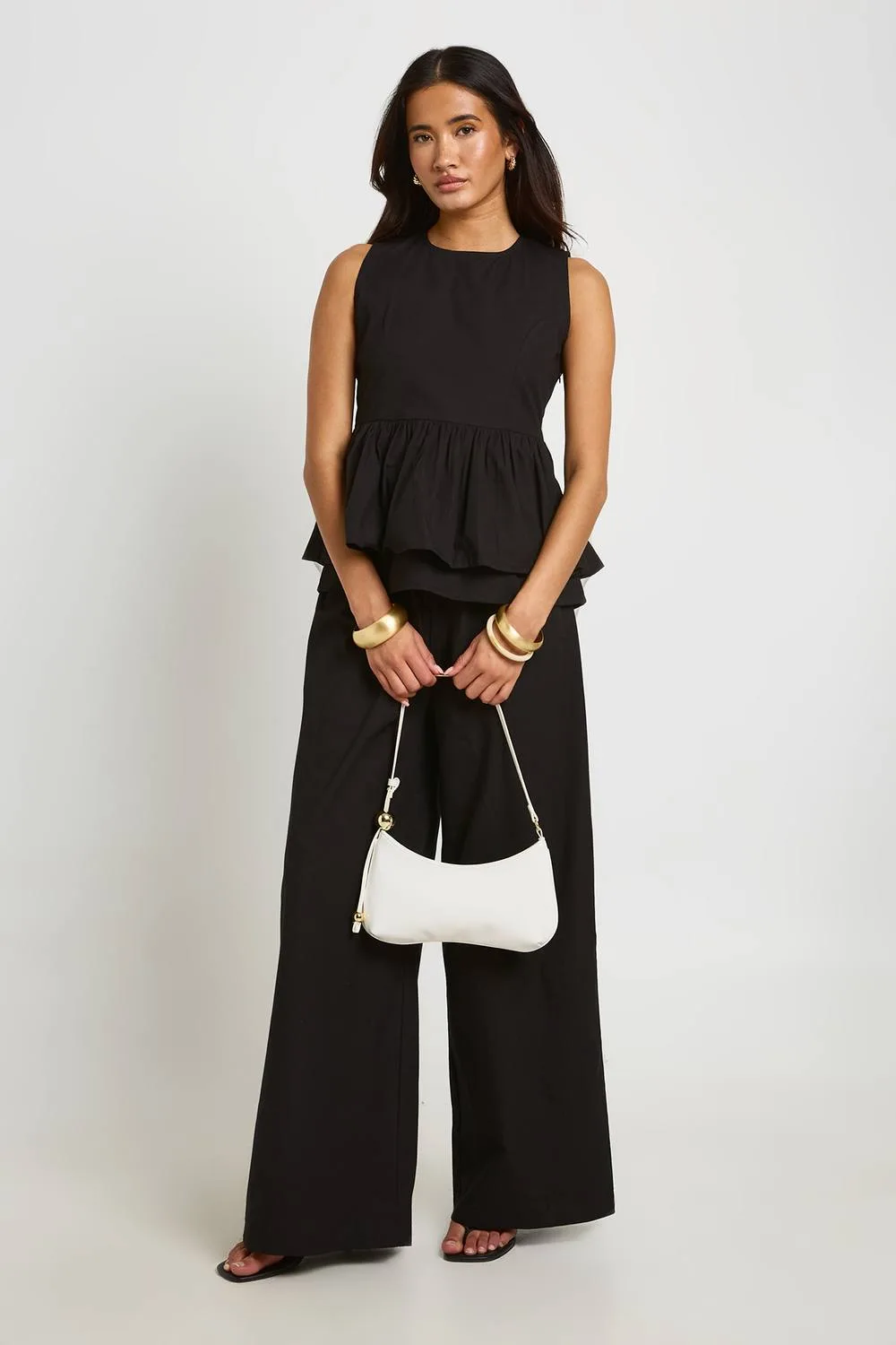 High Neck Peplum Top & Trouser Co-Ord by boohoo