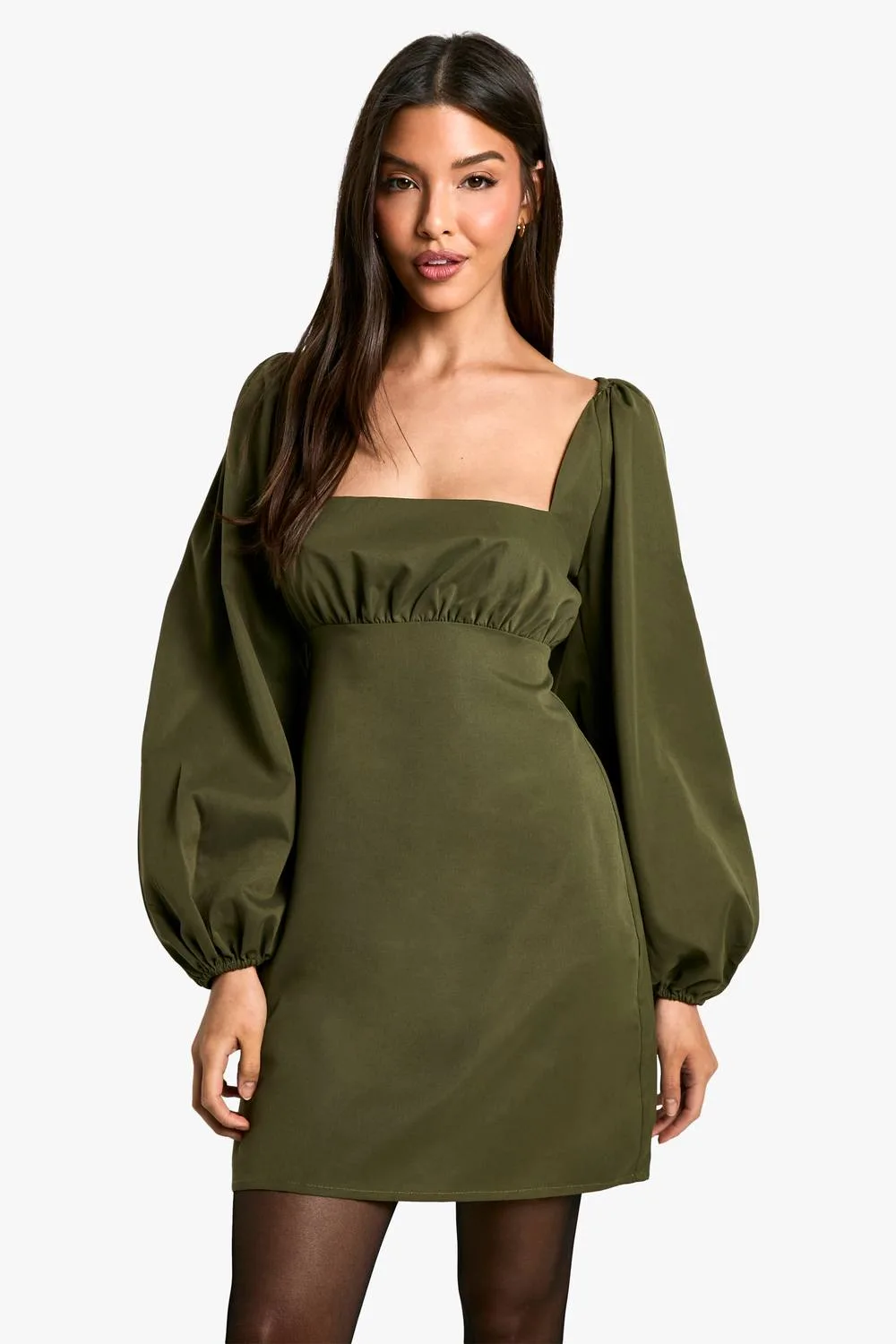Long Sleeve Puff Sleeve Mini Dress by boohoo