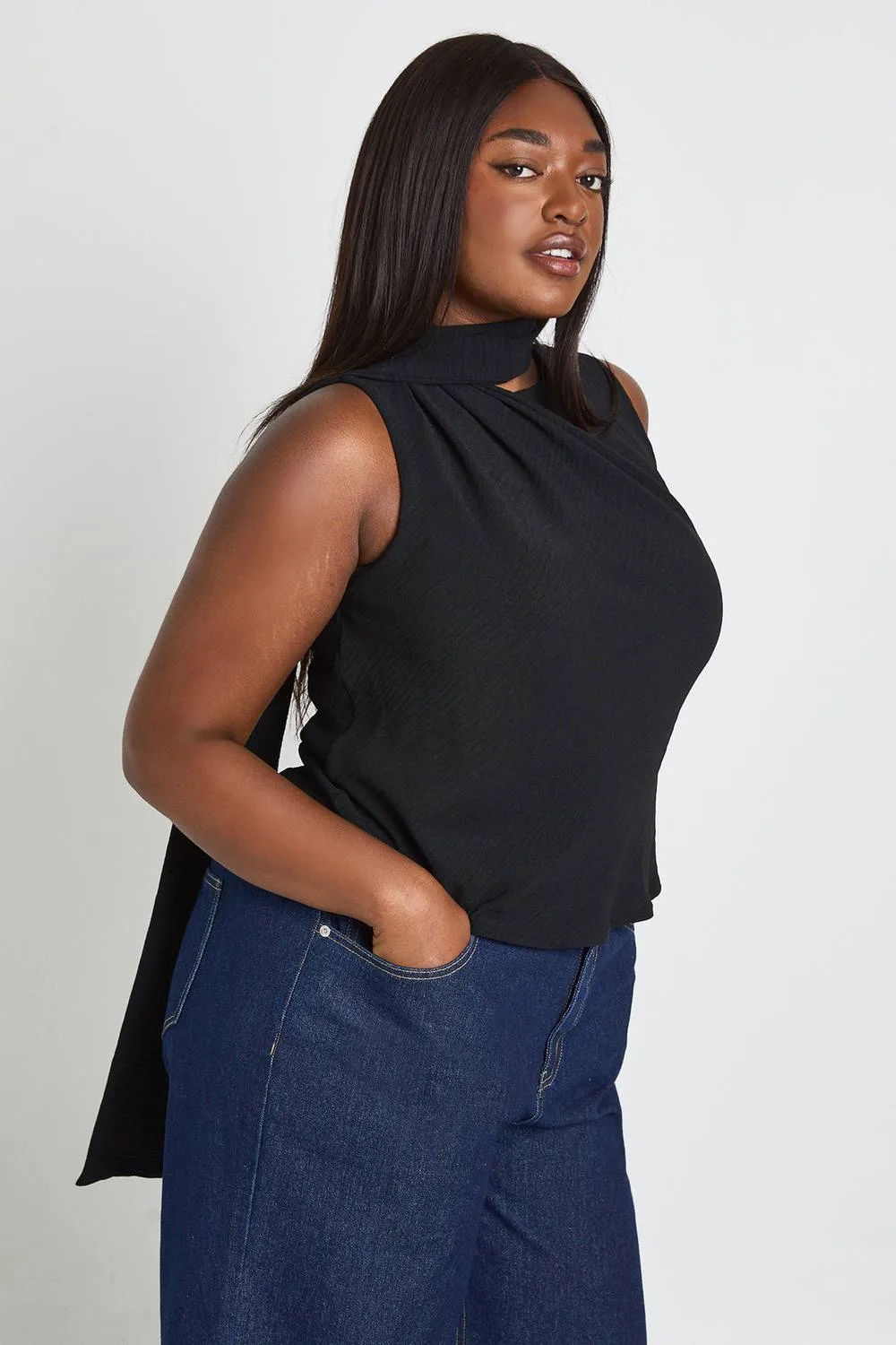 Plus Wrap Over Scarf Top by boohoo