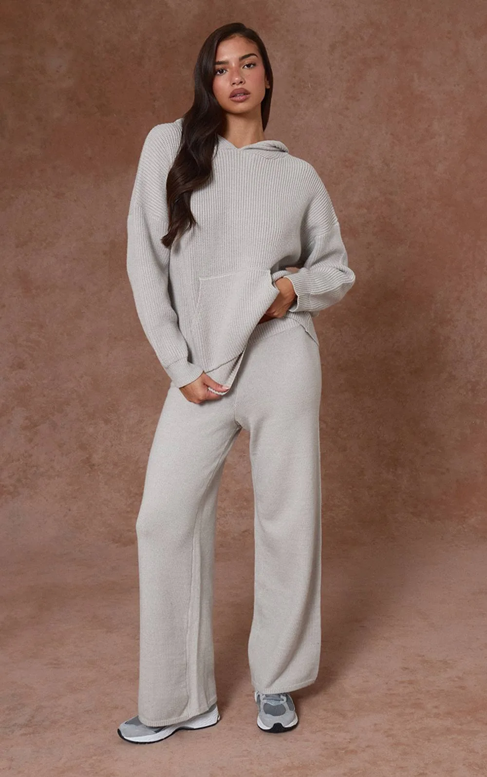 Knitted Slouchy Wide Leg Trousers