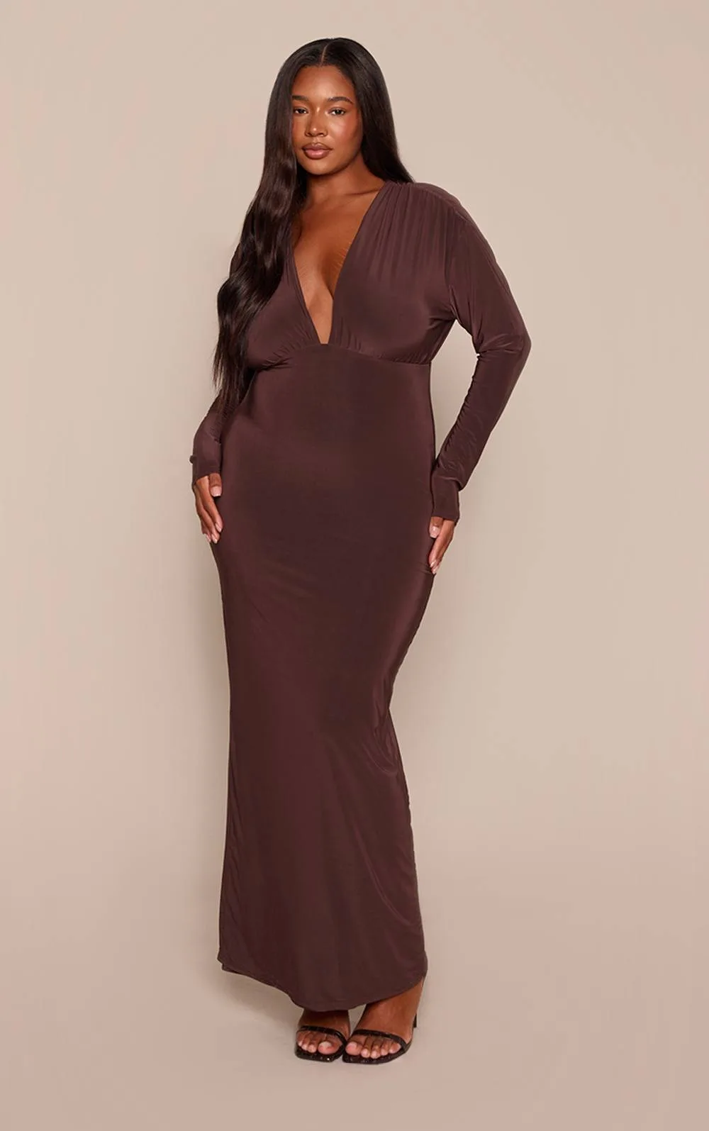Slinky Plunge Midaxi Dress
