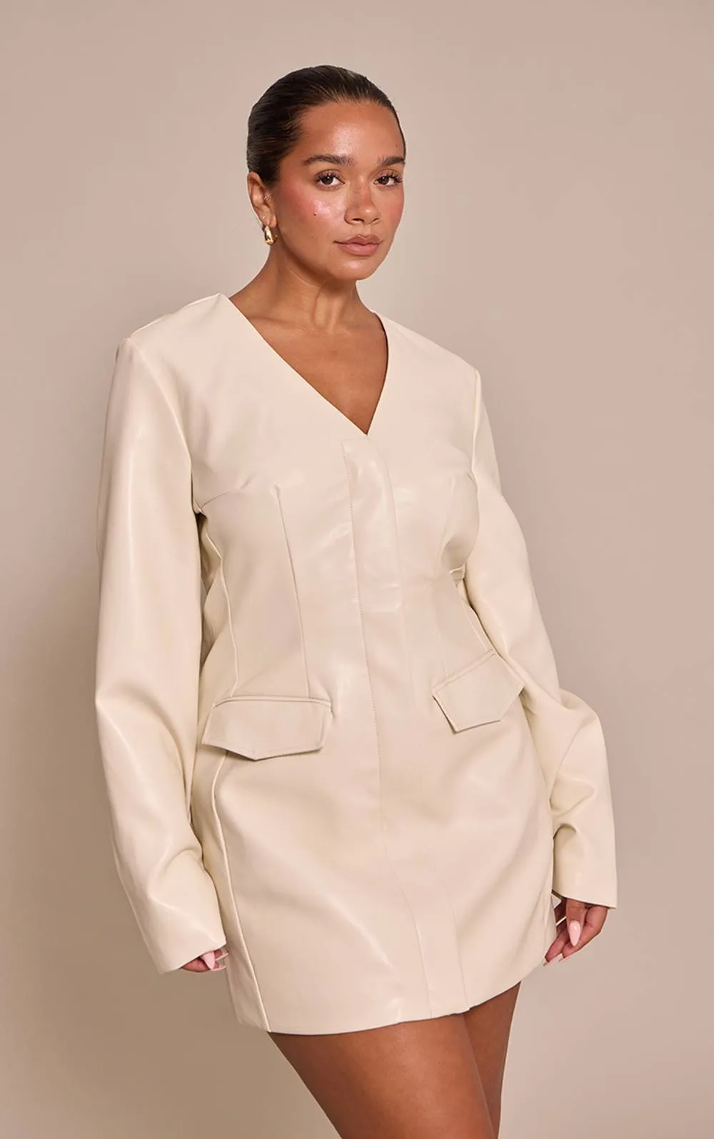 Faux Leather Mini Blazer Dress