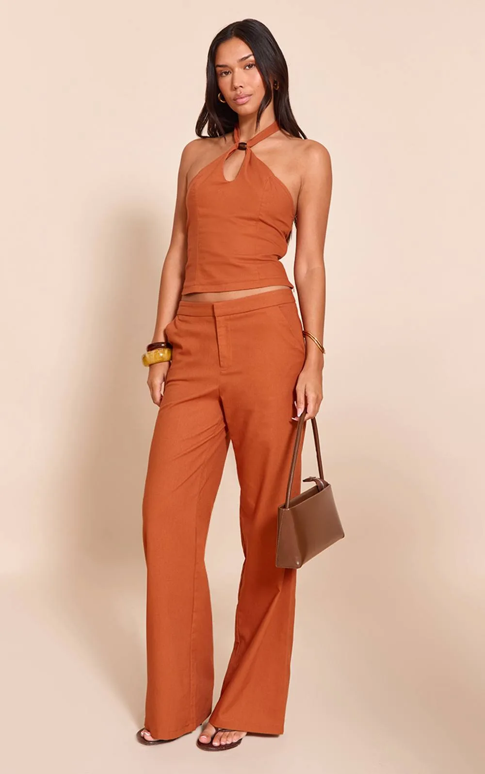Woven Mid Rise Wide Leg Trousers Co-Ord by PrettyLittleThing