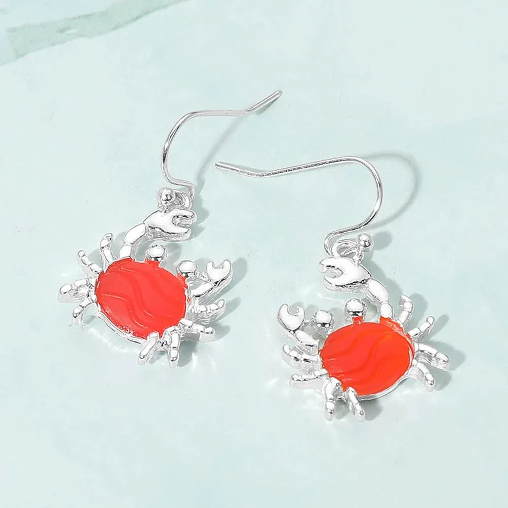 Crab Charm Drop Dangle Earrings by FASHNZFAB